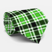 Grün Schwarz Weiß Flanell Karomuster Design Krawatte (Gerollt)