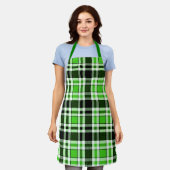 Grün Schwarz Weiß Flanell Karomuster Design Schürze (Getragen)