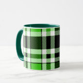 Grün Schwarz Weiß Flanell Karomuster Design Tasse (Vorderseite Links)