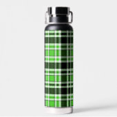 Grün Schwarz Weiß Flanell Karomuster Design Trinkflasche (Rückseite)