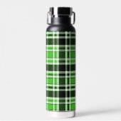 Grün Schwarz Weiß Flanell Karomuster Design Trinkflasche (Vorne)