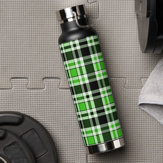 Grün Schwarz Weiß Flanell Karomuster Design Trinkflasche