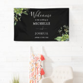 Grün-Schwarz-Weiß-Hochzeitsempfang Banner (Insitu)