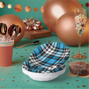 Grün Schwarz Weiß Kariertes Tartan Muster Design  Pappteller
