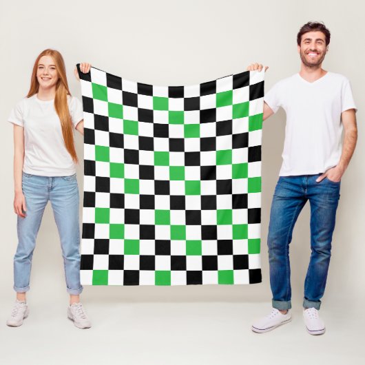Grün Schwarz Weiß Karomuster Design  Fleecedecke (Beispiel)