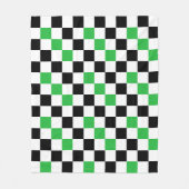 Grün Schwarz Weiß Karomuster Design  Fleecedecke (Vorderseite)