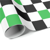 Grün Schwarz Weiß Karomuster Design  Geschenkpapier (Rolleneckpunkt)