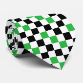 Grün Schwarz Weiß Karomuster Design Krawatte (Gerollt)