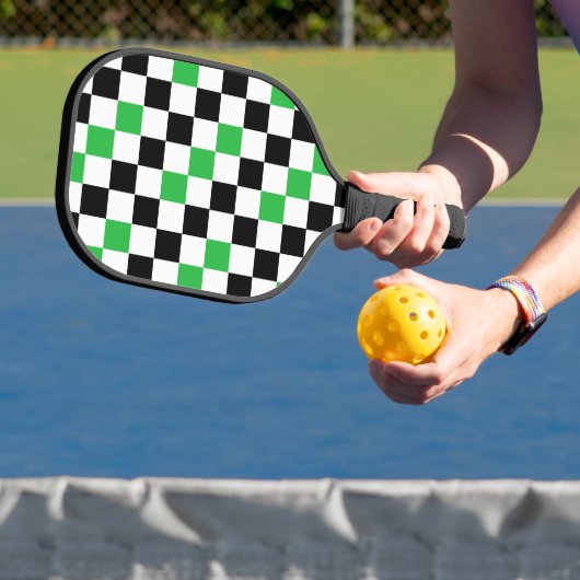 Grün Schwarz Weiß Karomuster Design  Pickleball Schläger (InSitu)