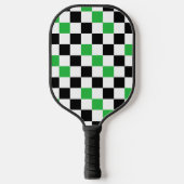 Grün Schwarz Weiß Karomuster Design  Pickleball Schläger (Vorderseite)