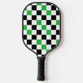 Grün Schwarz Weiß Karomuster Design  Pickleball Schläger (Rückseite)