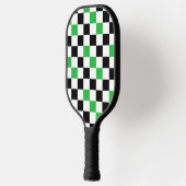 Grün Schwarz Weiß Karomuster Design  Pickleball Schläger (Links)