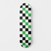 Grün Schwarz Weiß Karomuster Design Skateboard (Vorderseite)