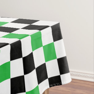 Grün Schwarz Weiß Karomuster Design Tischdecke
