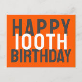 Grün Schwarz-weiß Modern kühne Happy 100. Geburtst Postkarte (Vorderseite)