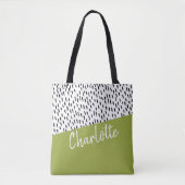 Grün Schwarz-weiß Personalisiert Tasche (Vorderseite)