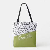 Grün Schwarz-weiß Personalisiert Tasche (Rückseite)