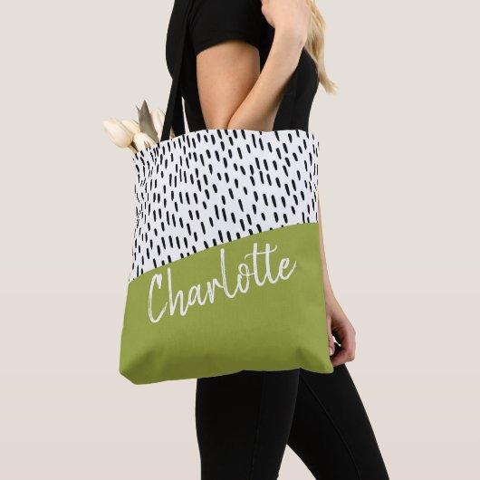 Grün Schwarz-weiß Personalisiert Tasche (Von Nahem)