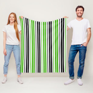 Grün Schwarz Weiß Streifen Muster Design Fleecedecke