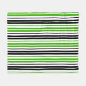 Grün Schwarz Weiß Streifen Muster Design Fleecedecke (Vorderseite (Horizontal))