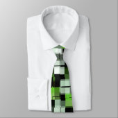 Grün Schwarz-weiß trendy Modernes Pixelmuster Krawatte (Gebunden)