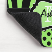Grün, Schwarz, Weiß Zebrastreifen und Dots Mousepa Mousepad (Ecke)