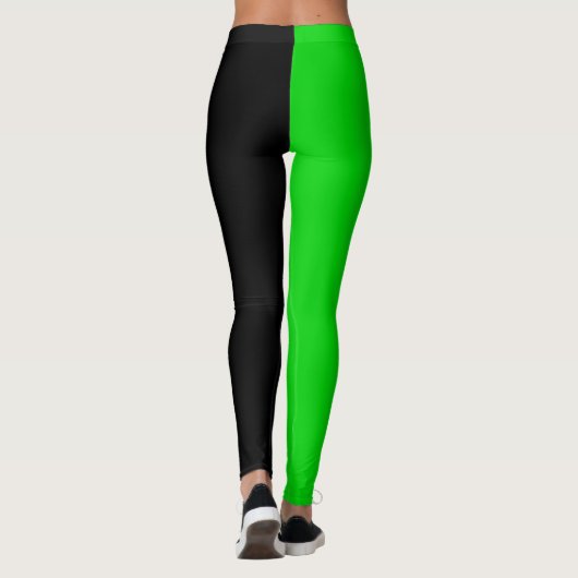 Grün Schwarz Zwei-Tonen-Halbfarben-Split Leggings (Rückseite)