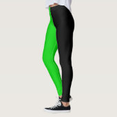 Grün Schwarz Zwei-Tonen-Halbfarben-Split Leggings (Links)