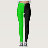 Grün Schwarz Zwei-Tonen-Halbfarben-Split Leggings (Vorderseite)