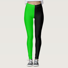 Grün Schwarz Zwei-Tonen-Halbfarben-Split Leggings