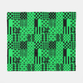 Grün-schwarze gemischte Muster-Patchwork-Design  Fleecedecke (Vorderseite (Horizontal))