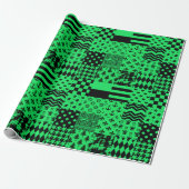 Grün-schwarze gemischte Muster-Patchwork-Design Geschenkpapier (Ungerollt)