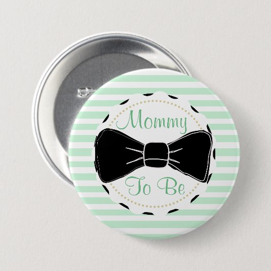 Grün schwarze Streifen Mommy wird Babydusche Button (Vorne & Hinten)