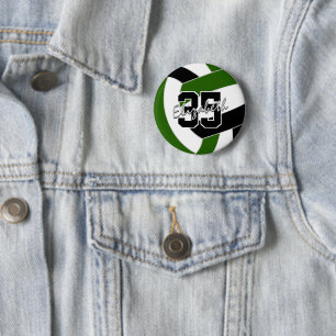 Grün schwarze Volleyball-Mannschaftsfarben Button