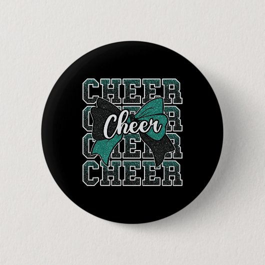 Grün schwarzer Bogen Cheer Sport Cheerleader Cheer Button (Vorderseite)