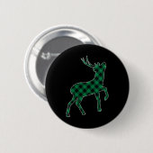 Grün Schwarzes Buffalo Kariertes Hirsch Reinappare Button (Vorne & Hinten)