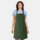 Grün-schwarzes Karo-Gingham-Muster Schürze (Getragen)