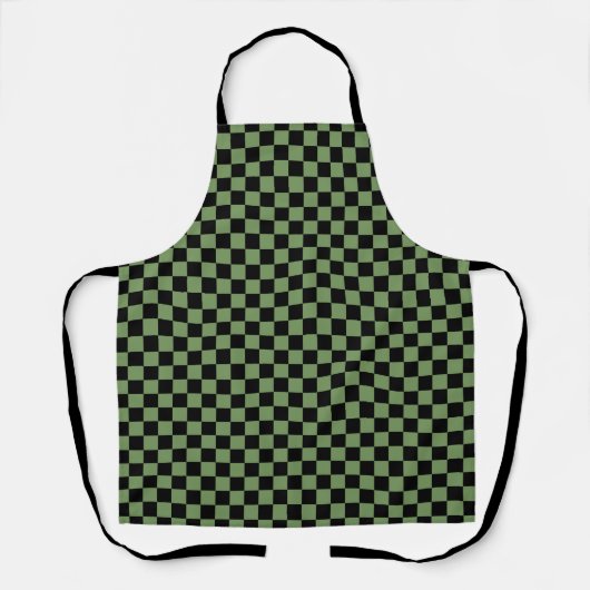 Grün-schwarzes Karo-Gingham-Muster Schürze (Vorderseite)