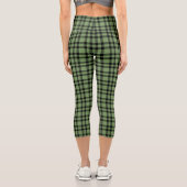 Grün-schwarzes Karomuster Capri Leggings (Rückseite)