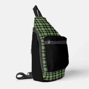 Grün-schwarzes Karomuster Crossbody Bag