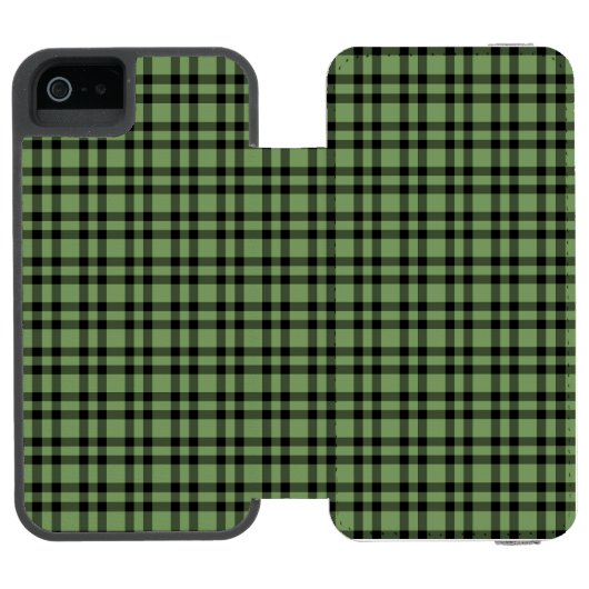 Grün-schwarzes Karomuster Incipio iPhone Geldbeutel-Hülle (Folio Geöffnet)