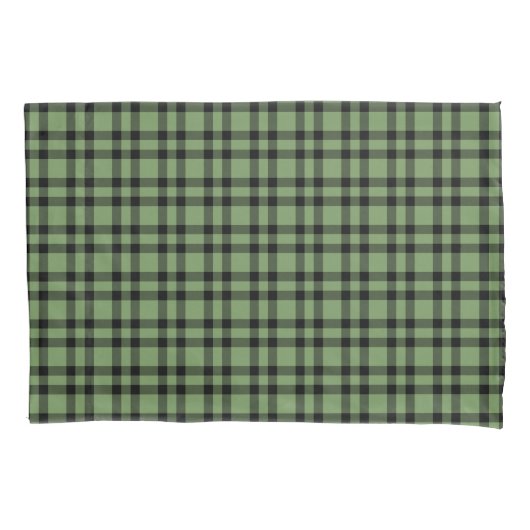 Grün-schwarzes Karomuster Kissenbezug (Vorderseite-Links)