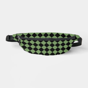 Grün schwarzes Schachbrett-Diamantmuster Bauchtasche