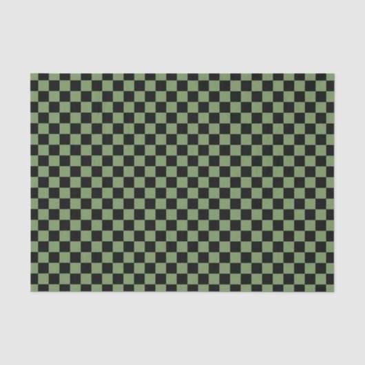 Grün-schwarzes Schachbrettmuster Seidenpapier (Vorderseite)