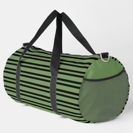 Grün-schwarzes Streifenmuster groß Duffle Bag (Rechte Ecke)