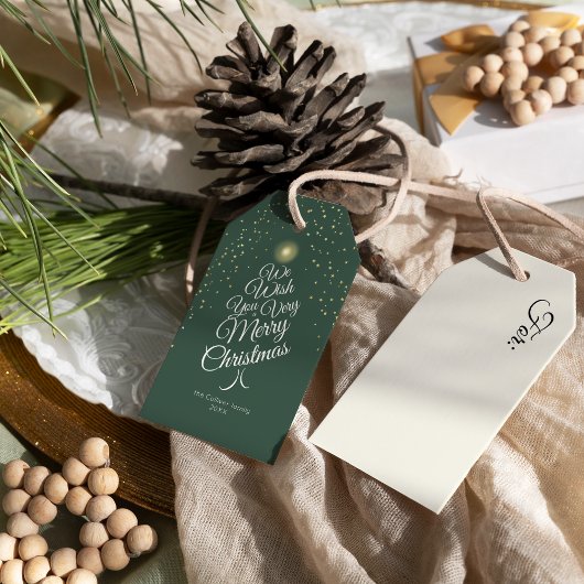 Grün sehr frohe Weihnachtsbaum Familienname Geschenkanhänger