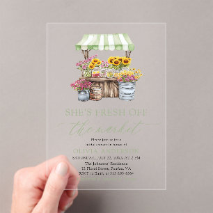 Grün - Sie ist frisch auf dem Markt - Brautbad Acryleinladungen