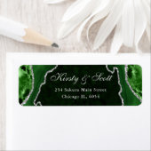 Grün & Silber Faux Glitter Achat Hochzeitsadresse (Insitu)