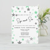 Grün Sip and See laden ein, neues Baby, Begrüßung Einladung (Stehend Vorderseite)