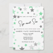 Grün Sip and See laden ein, neues Baby, Begrüßung Einladung (Vorderseite)